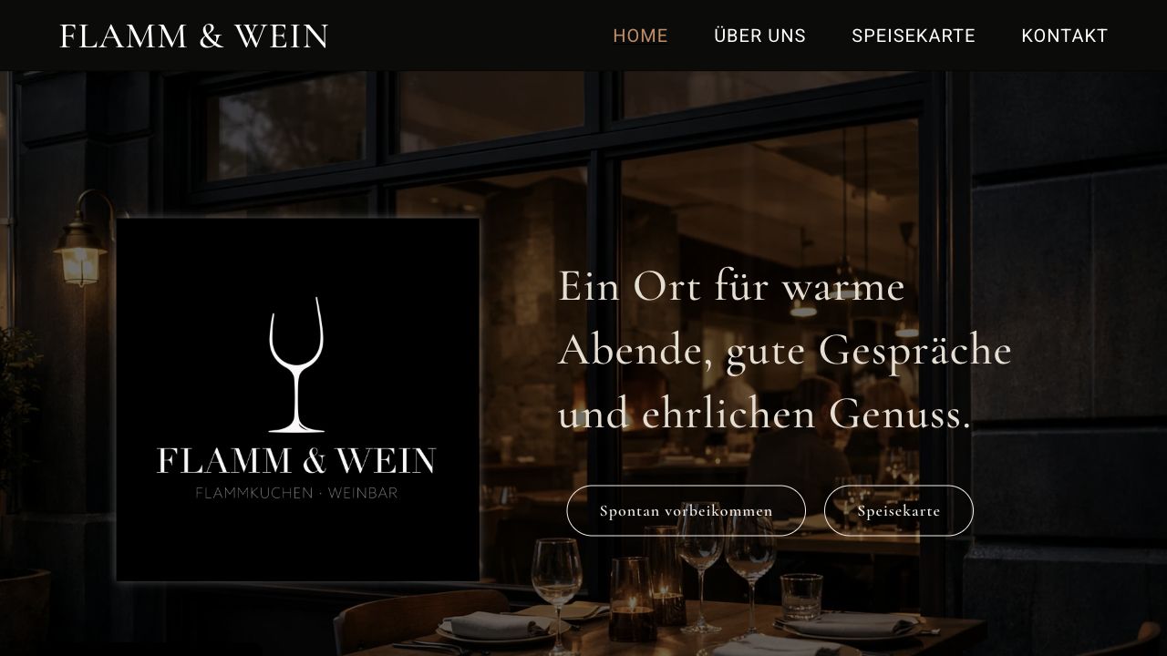 Flamm und Wein Website-Startseite