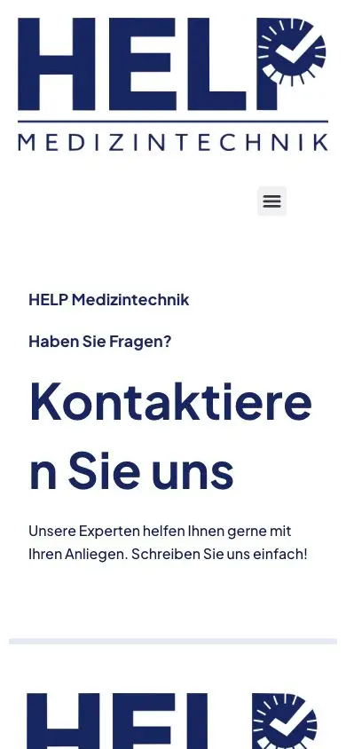 Mobile Kontaktseite von HELP Medizintechnik