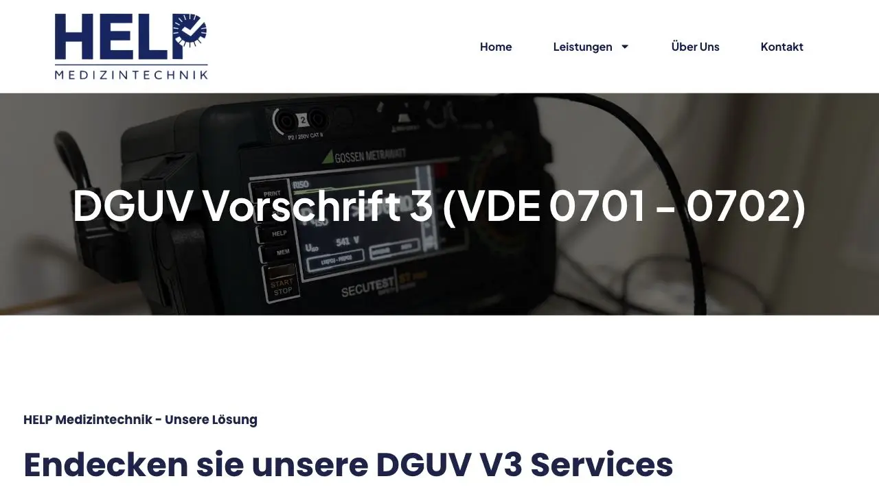 HELP Medizintechnik Fachseite zur DGUV Vorschrift 3
