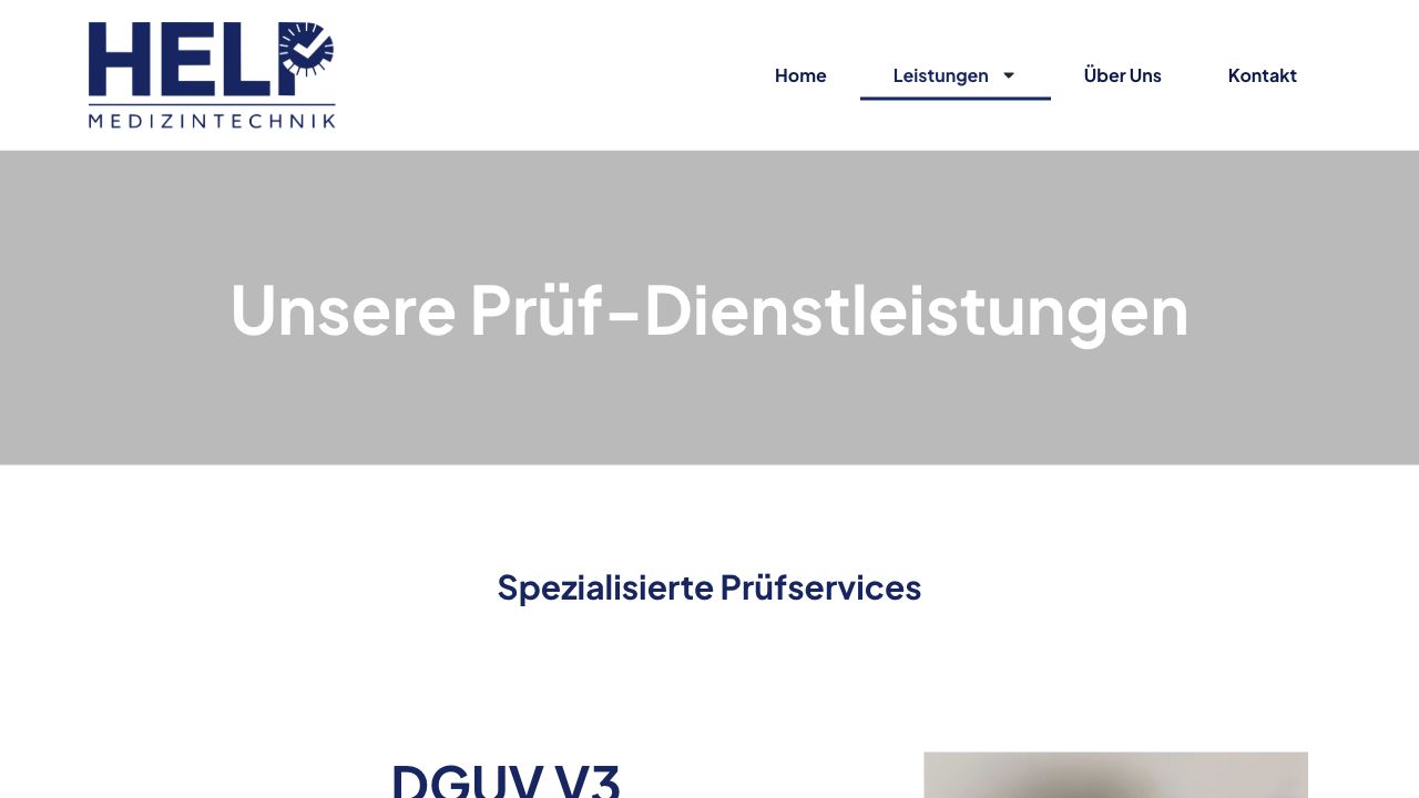 HELP Medizintechnik Übersicht der Prüfleistungen