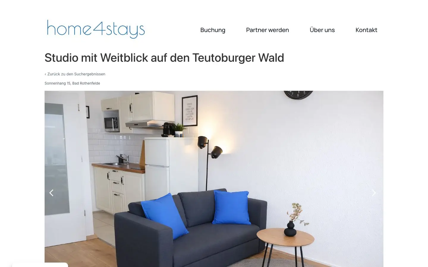 home4stays Objektdetail mit Galerie und Unterkunftsinformationen