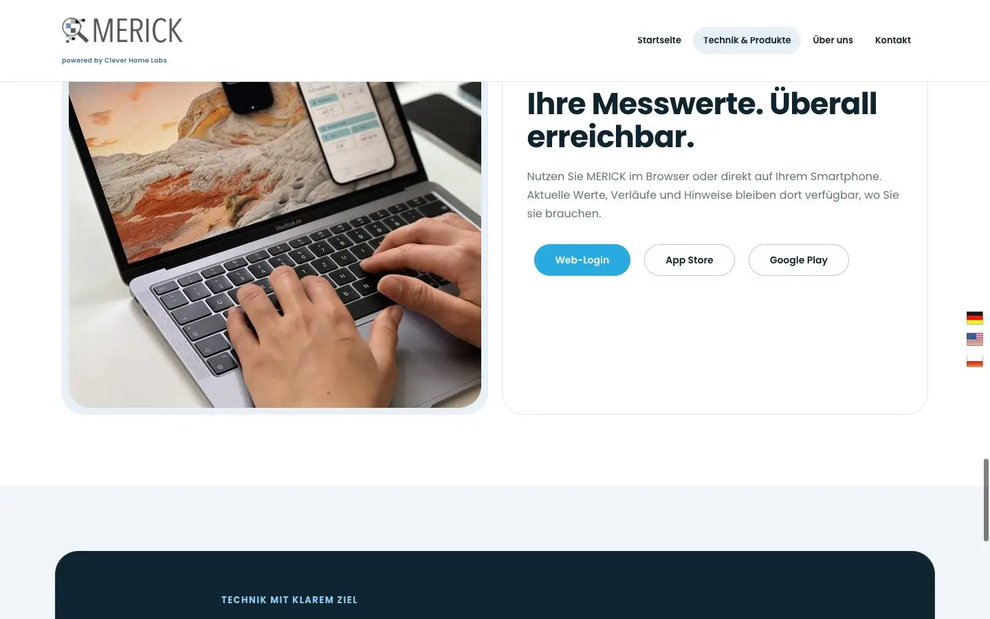 MERICK Plattformzugriff über Web, iOS und Android