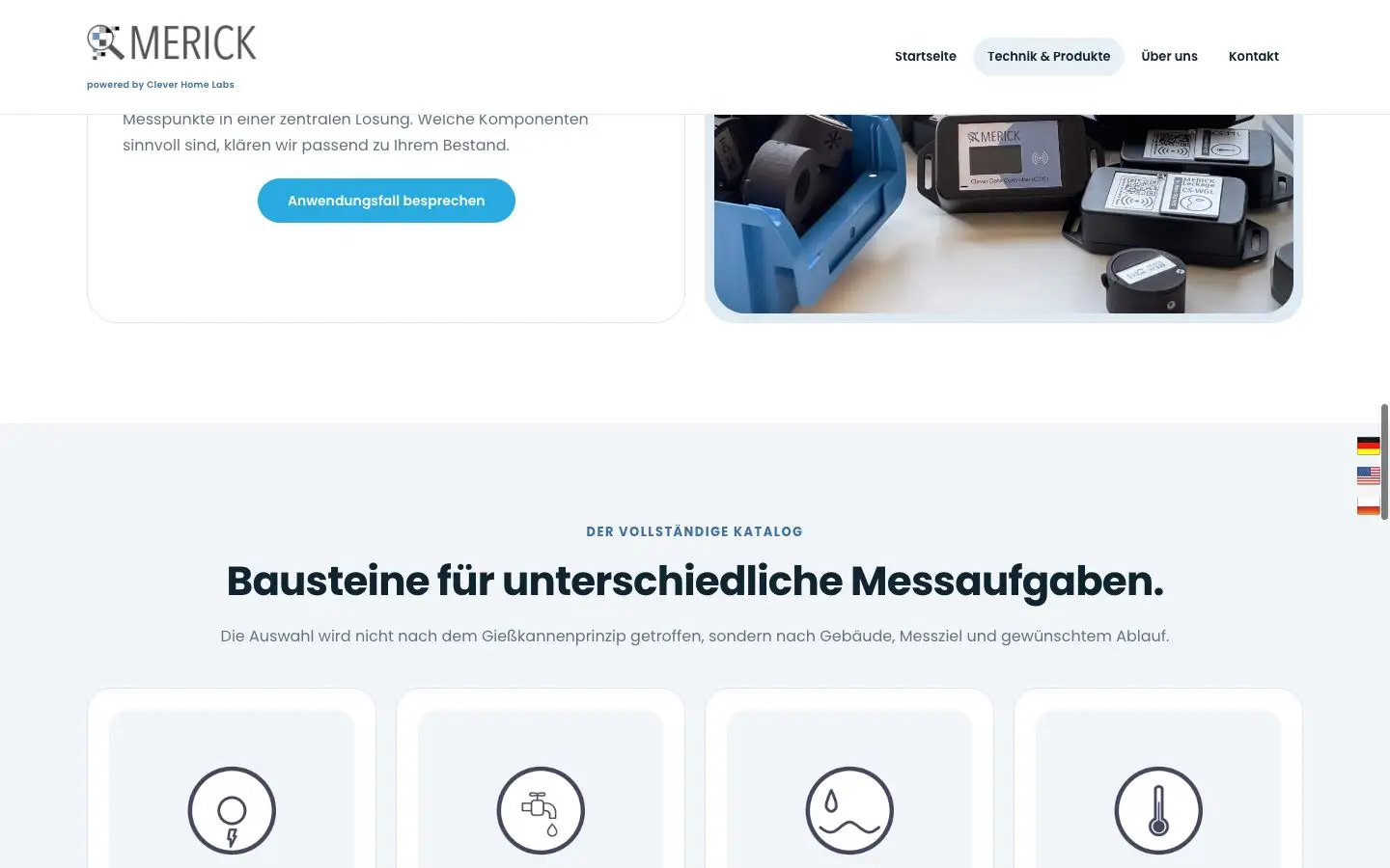 MERICK Hardwarekatalog mit Bausteinen für verschiedene Messaufgaben