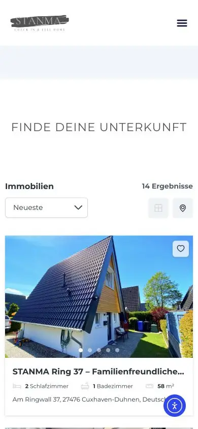 Mobile STANMA Feelhome Objektkarte mit Unterkunftsfoto und Eckdaten
