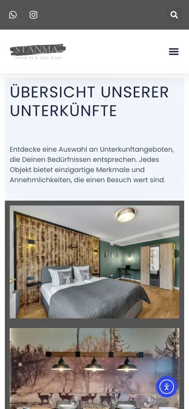 Mobile STANMA Feelhome Unterkunftsübersicht mit bildreicher Interior-Collage
