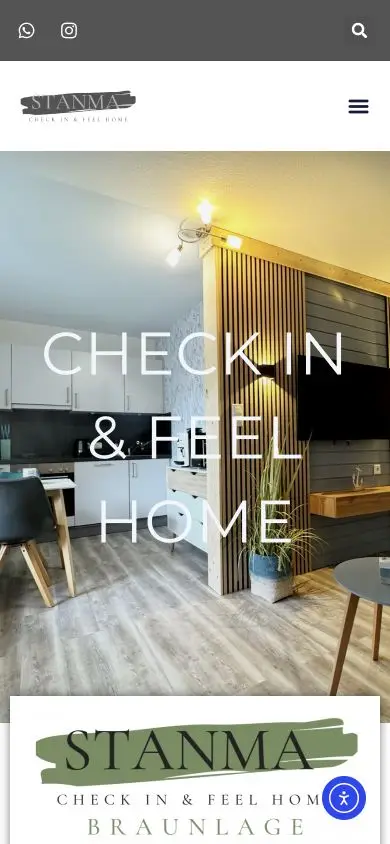 Mobile STANMA Feelhome Startseite mit vollflächigem Interior-Hero