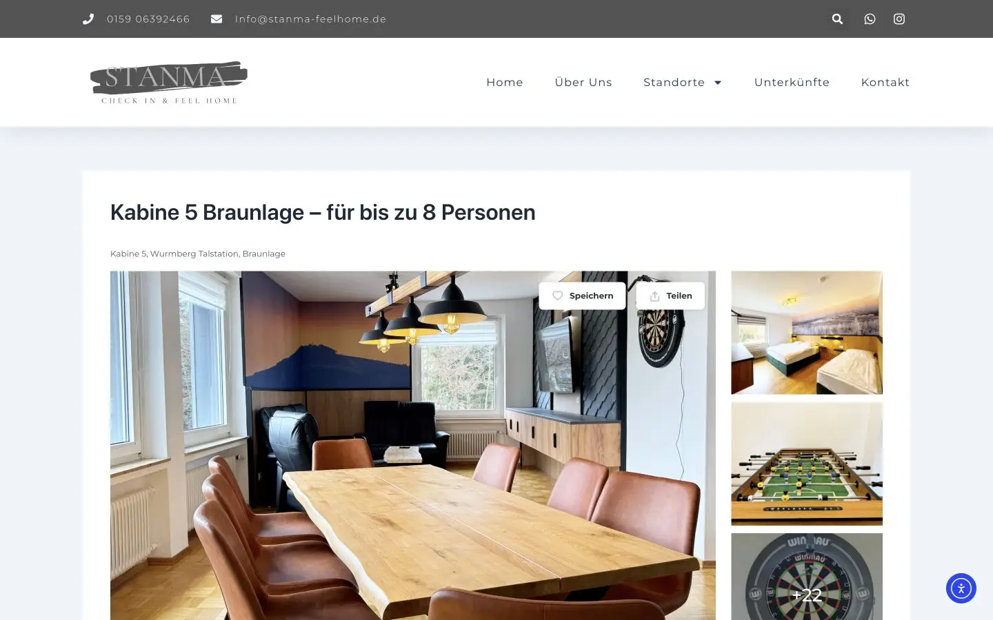 STANMA Feelhome Objektdetail mit großer Bildergalerie der Unterkunft Kabine 5