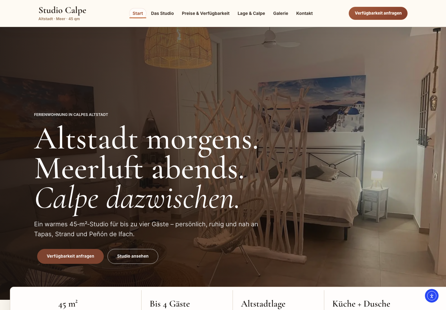 Studio Calpe Website-Startseite