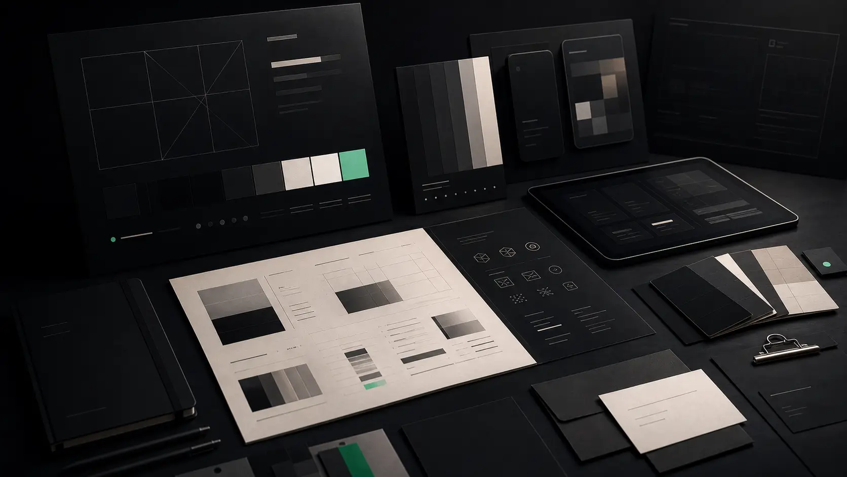 Corporate-Design-System mit Logo, Farben, Typografie und digitalen Komponenten