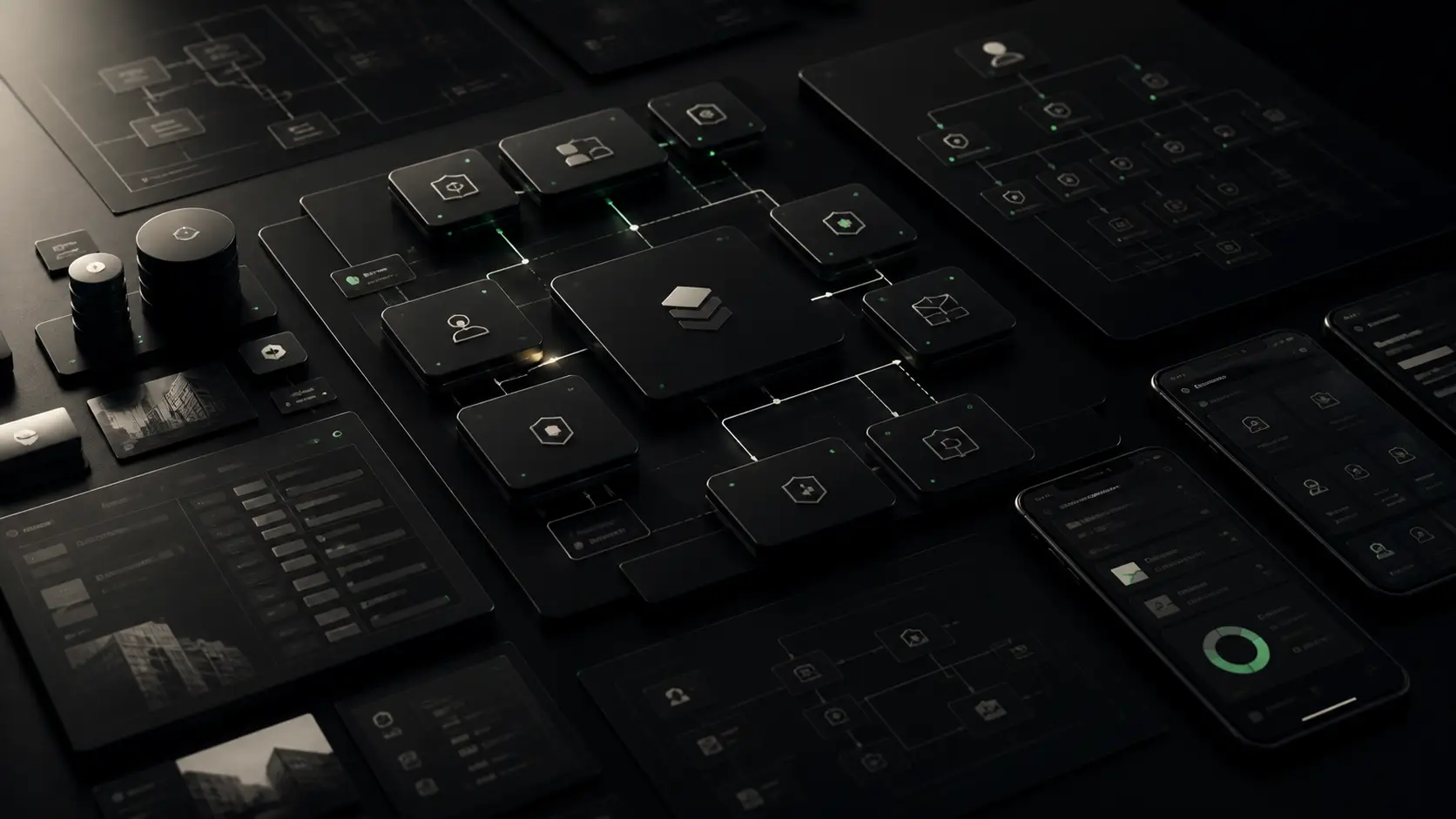 Modulübersicht einer individuellen Software mit Rollen, Workflows und Schnittstellen