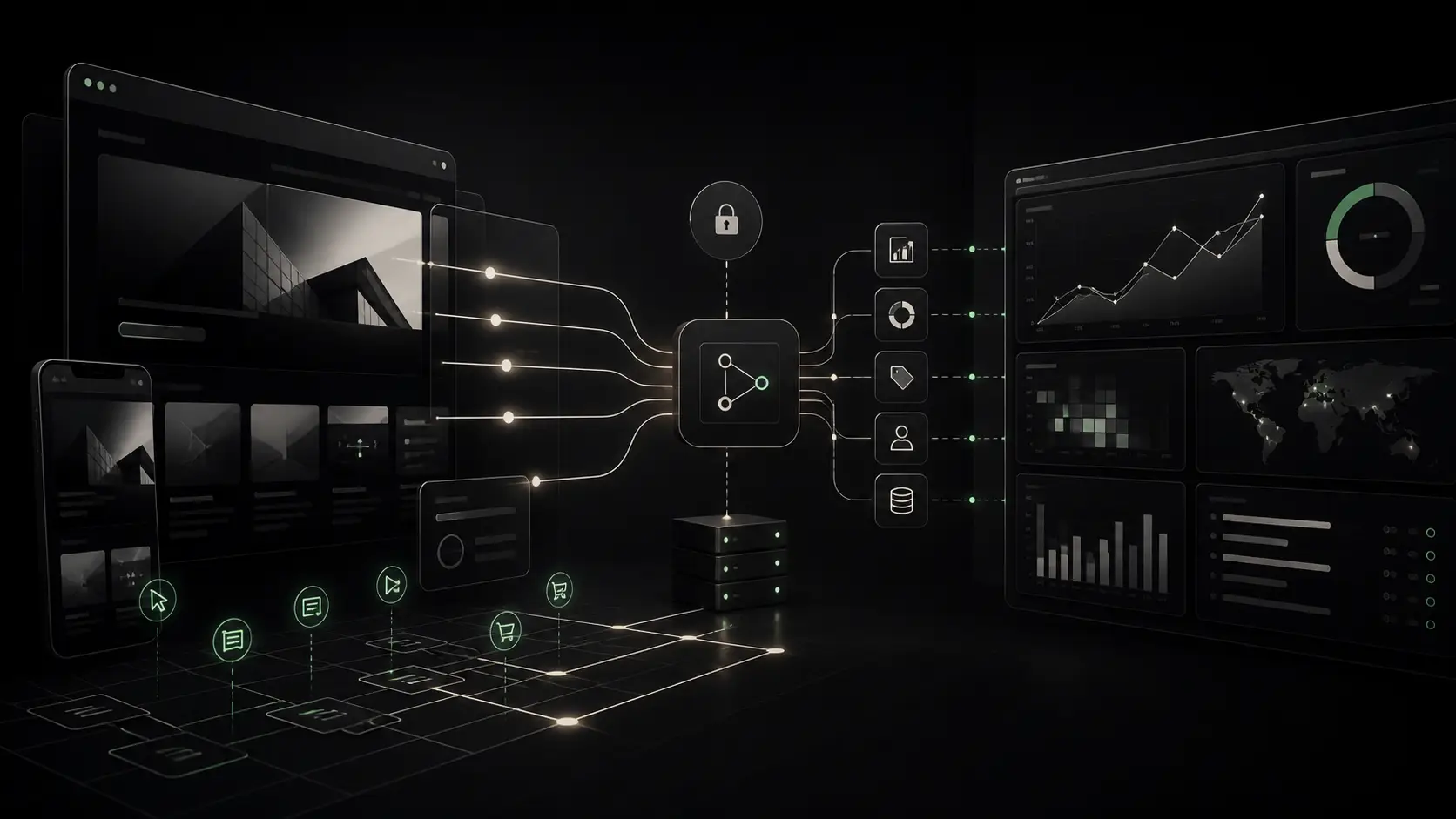 Tracking-Signalmap von Website-Ereignissen über Consent bis zum Reporting