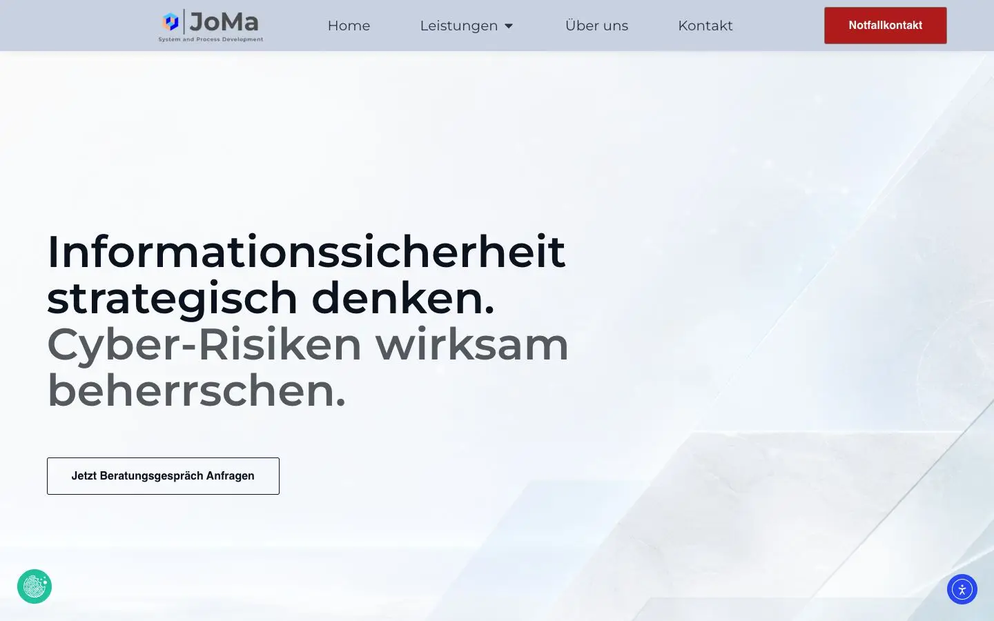 JoMA Startseite mit strategischer Positionierung für Informationssicherheit