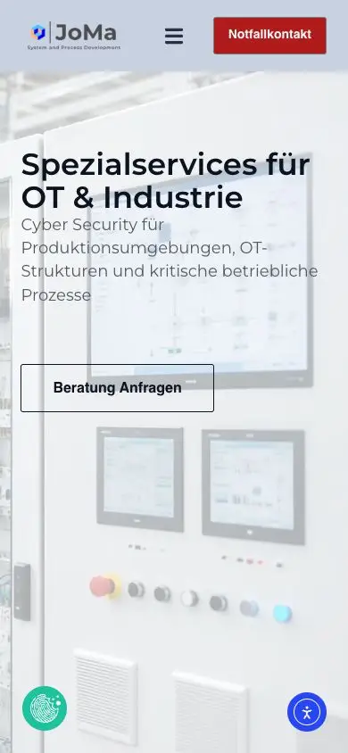 Mobile JoMA Leistungsseite für OT- und Industrie-Sicherheit