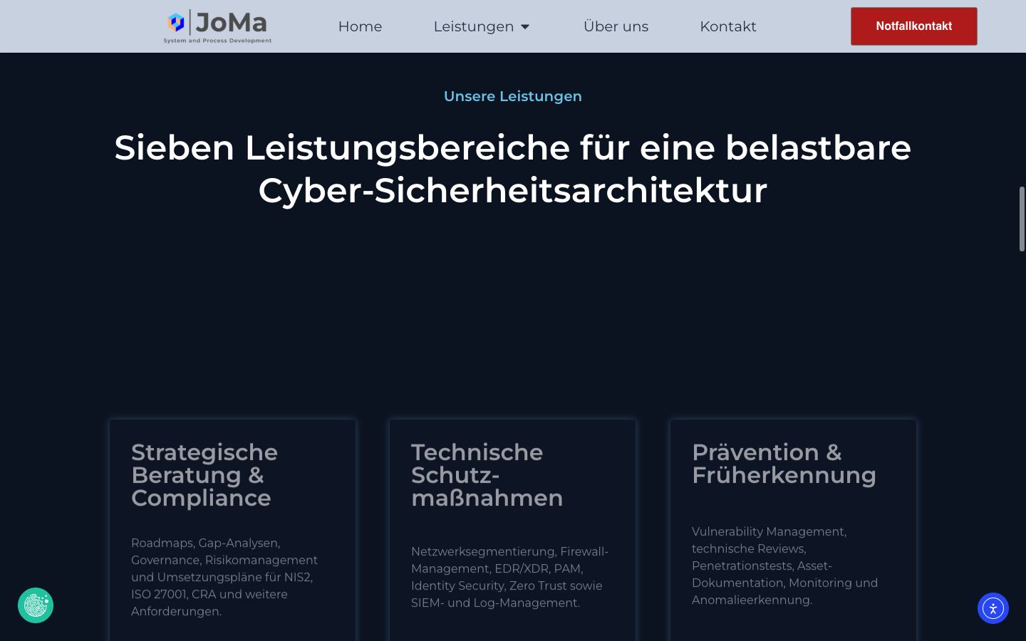 JoMA Übersicht der Cyber-Security-Leistungsbereiche