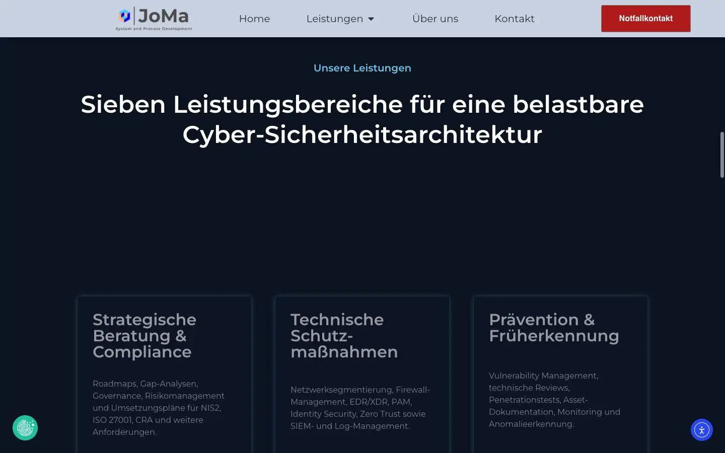 JoMA Übersicht der Cyber-Security-Leistungsbereiche