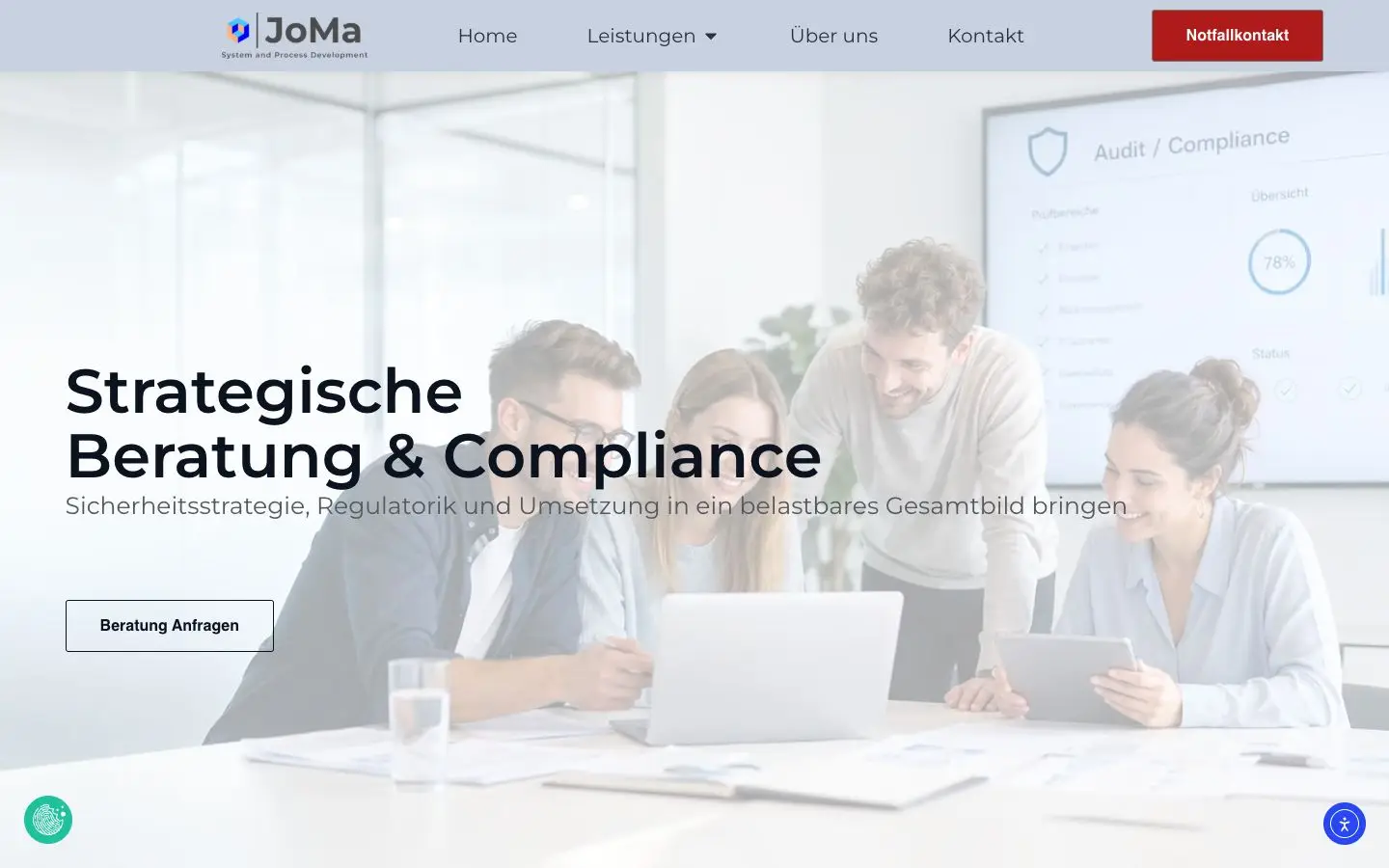 JoMA Leistungsseite für strategische Cyber-Security-Beratung und Compliance