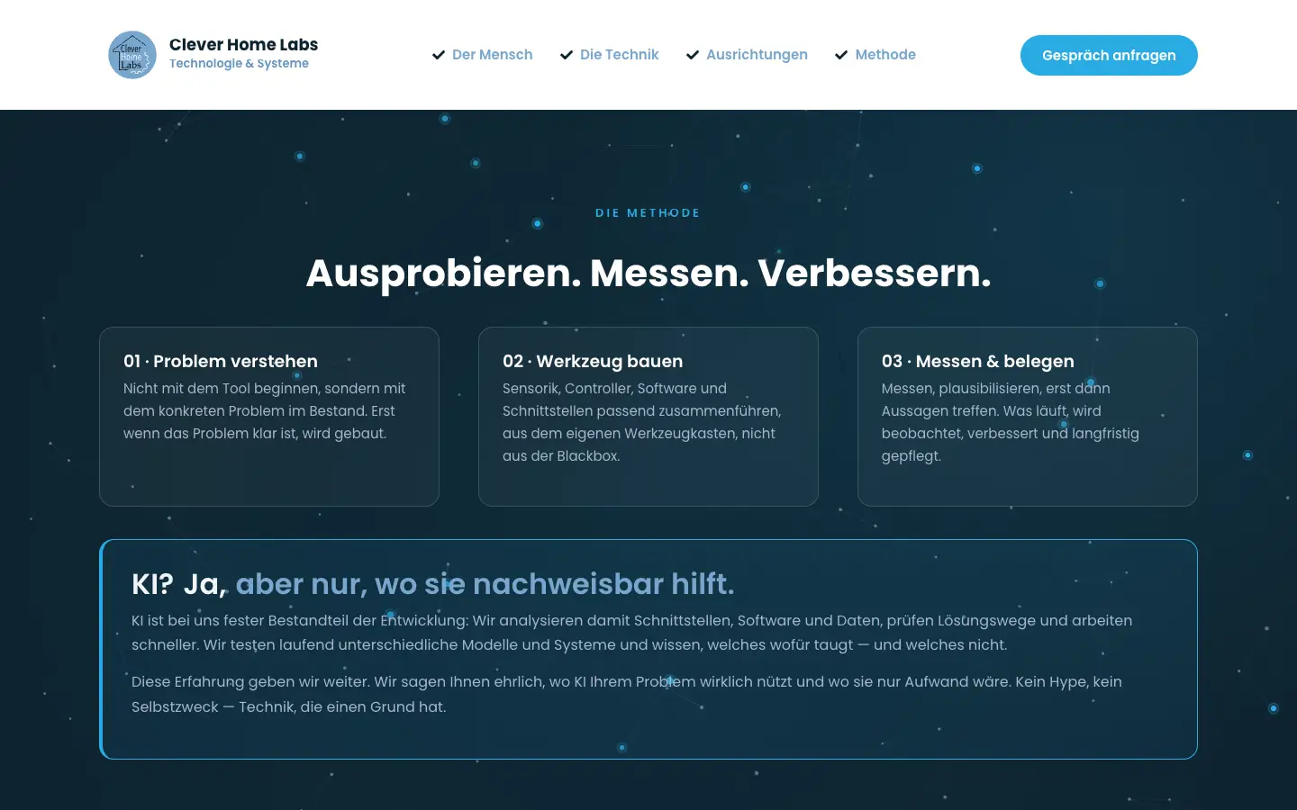 Clever Home Labs erklärt die Methode Ausprobieren, Messen und Verbessern sowie den Einsatz künstlicher Intelligenz
