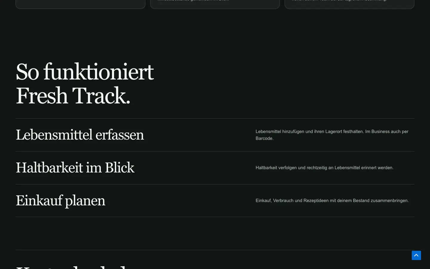Neue Fresh-Track-Website erklärt Lebensmittel erfassen, Haltbarkeit im Blick behalten und Einkauf planen